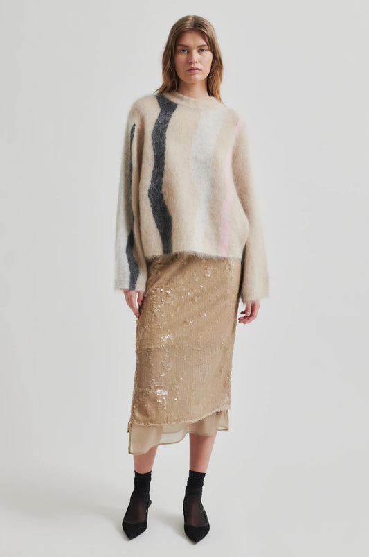 Second Female Marbel O-Neck Knit - Trench Coat