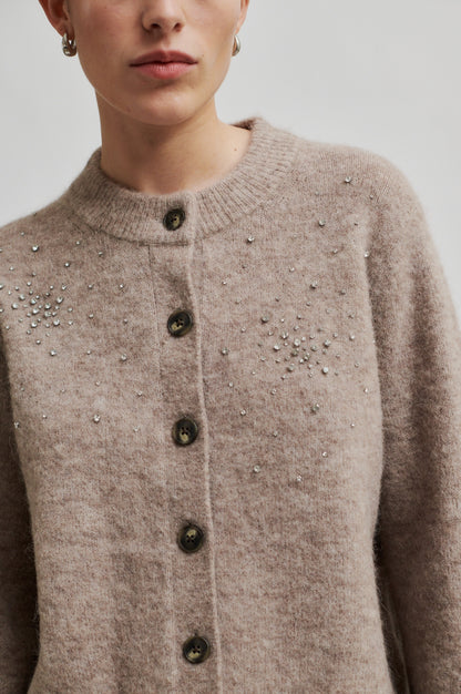 Second Female Sparkling Knit Cardigan - Roasted Cashew