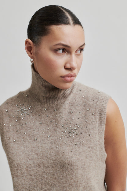 Second Female Sparkling Knit Vest - Roasted Cashew