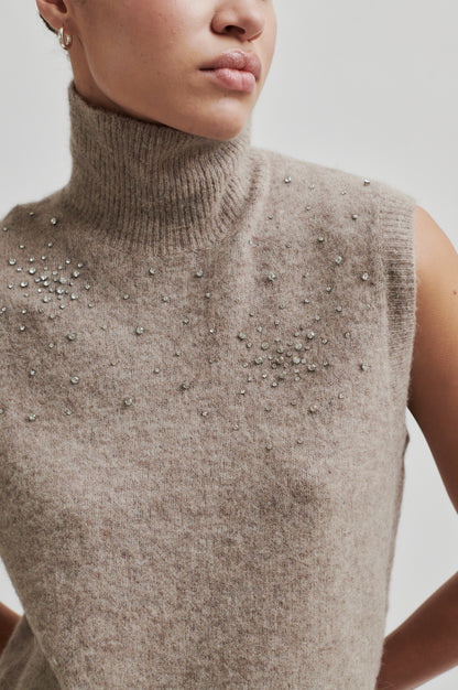 Second Female Sparkling Knit Vest - Roasted Cashew