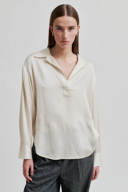 Second Female Bardi Satin Blouse - Pumice Stone