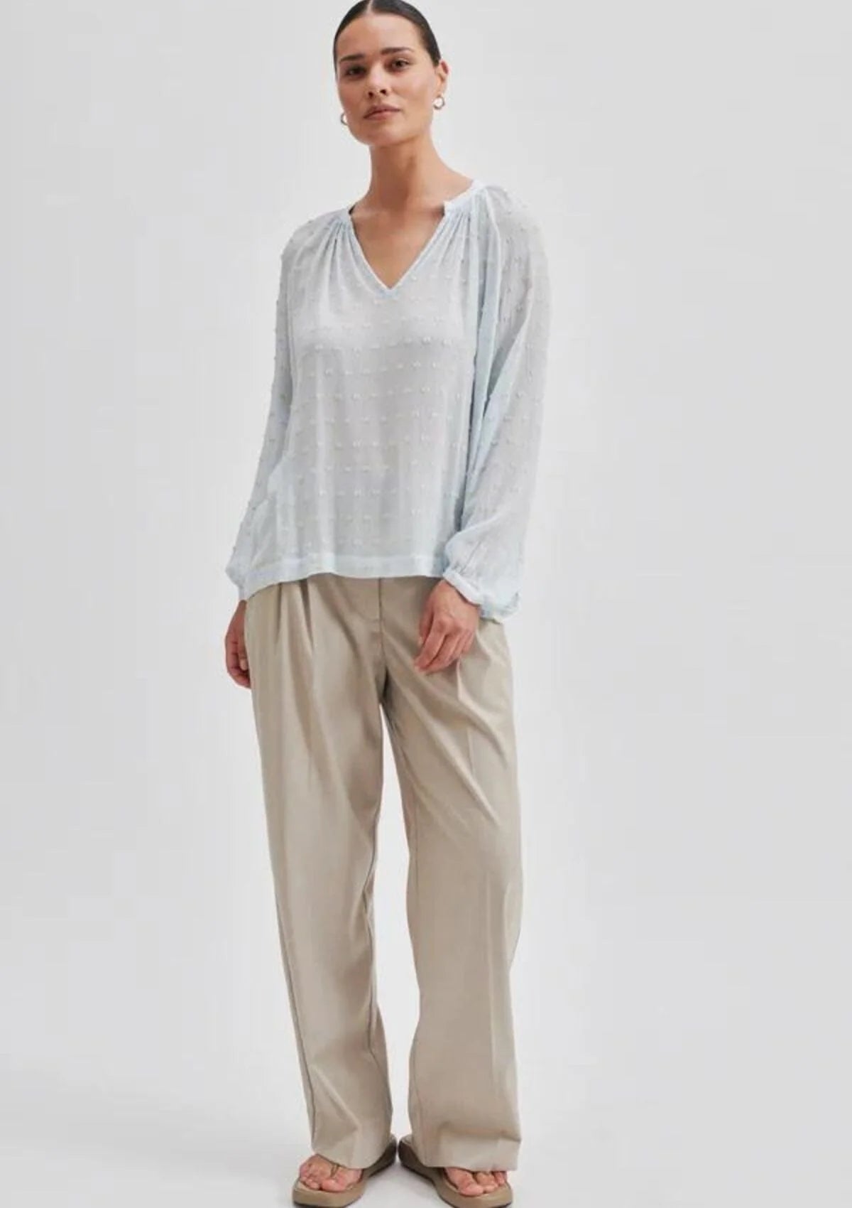 Second Female Cilla Textured Blouse - Ice Water