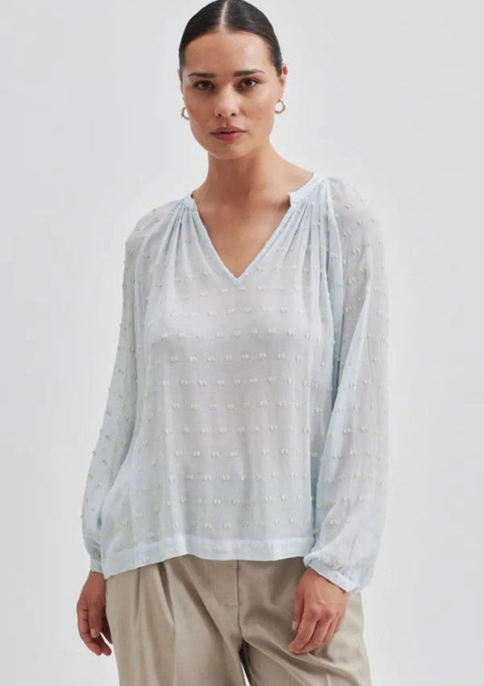 Second Female Cilla Textured Blouse - Ice Water