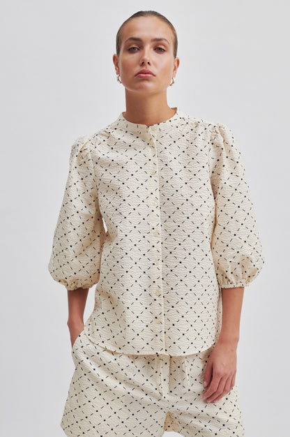 Second Female Esa Printed Shirt - Pumice Stone