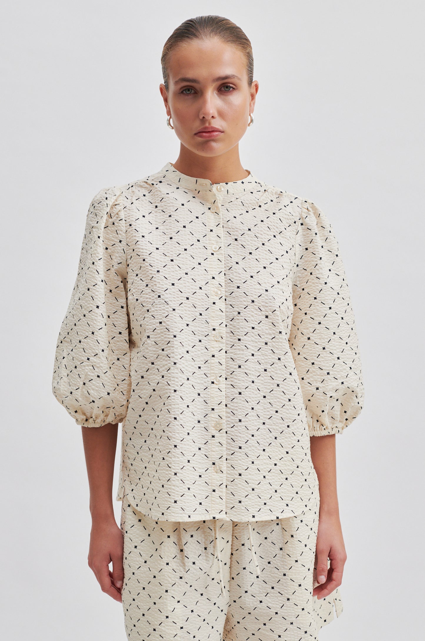 Second Female Esa Printed Shirt - Pumice Stone