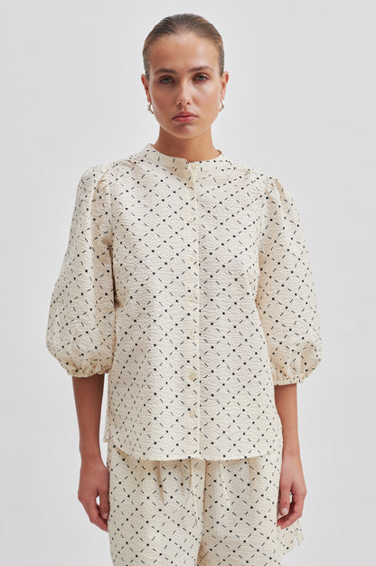 Second Female Esa Printed Shirt - Pumice Stone