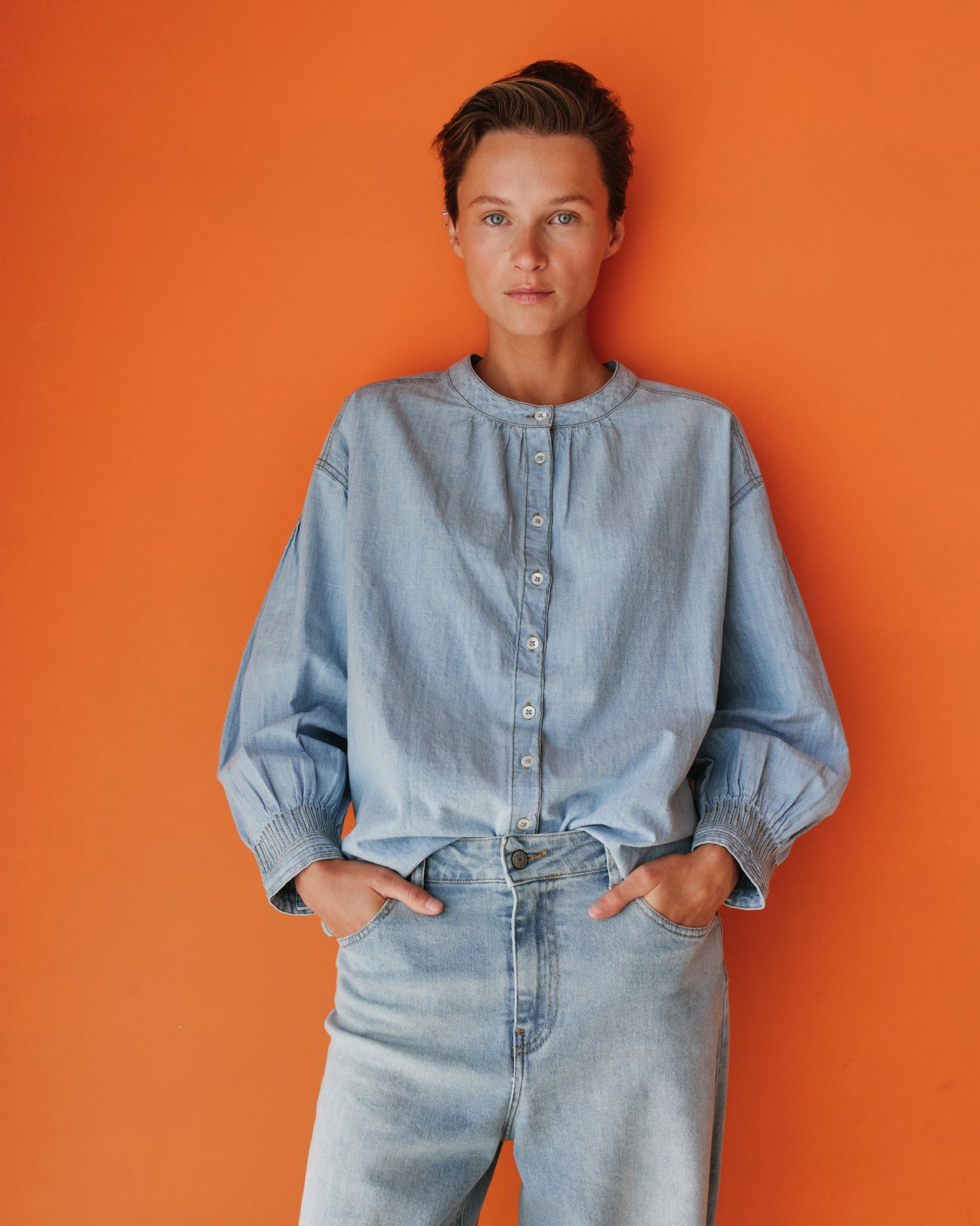 Indi & Cold Denim Shirt (SK121) - Super Stone