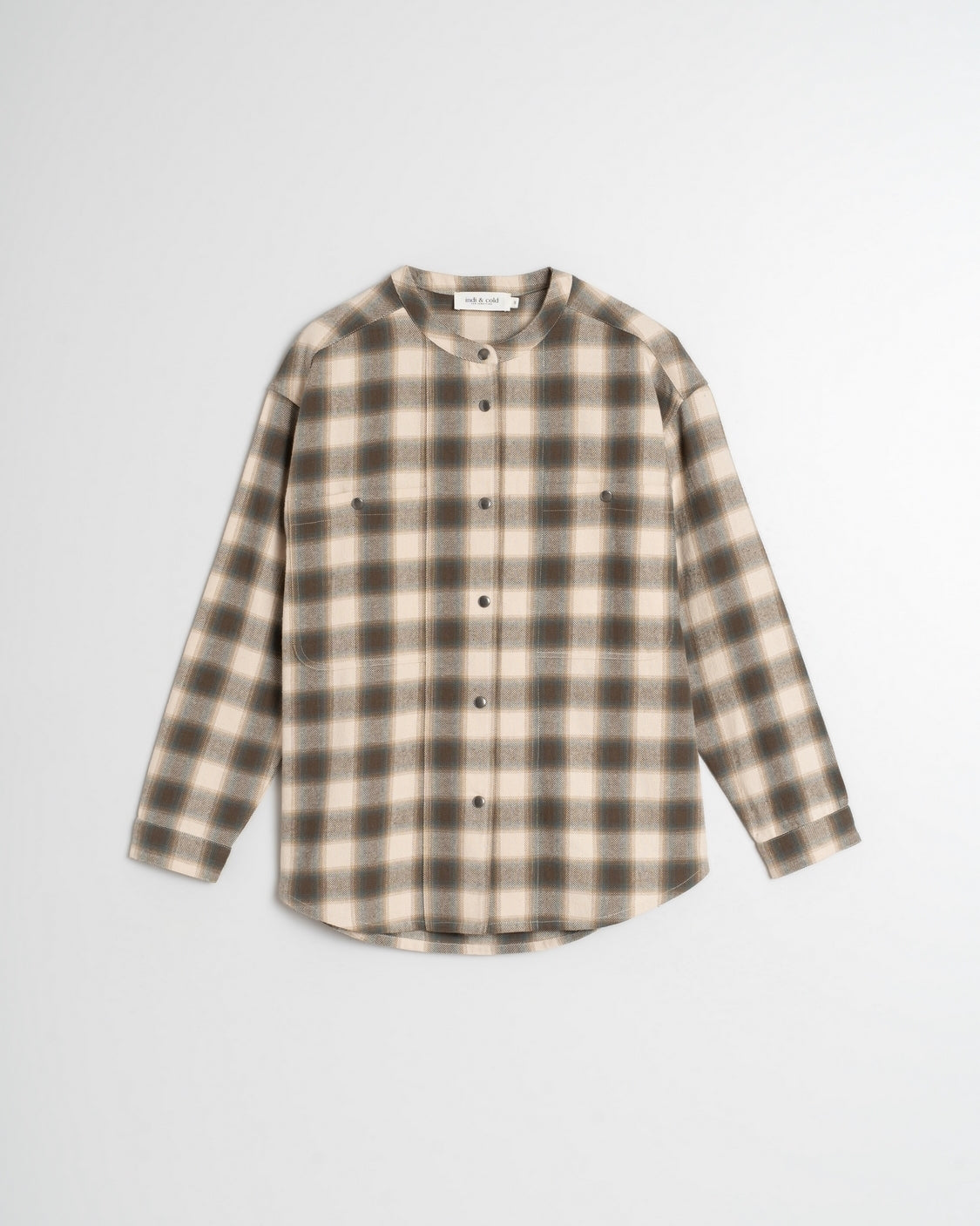 Indi & Cold Checkered Cotton Overshirt (SK211) - Verde Safari