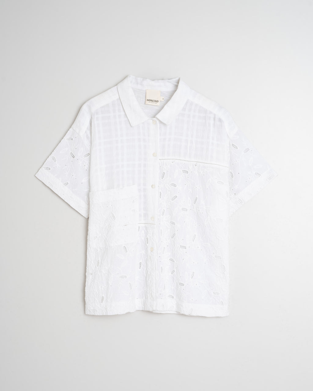 Indi & Cold Combined Embroidery Shirt (SK350) - Blanco