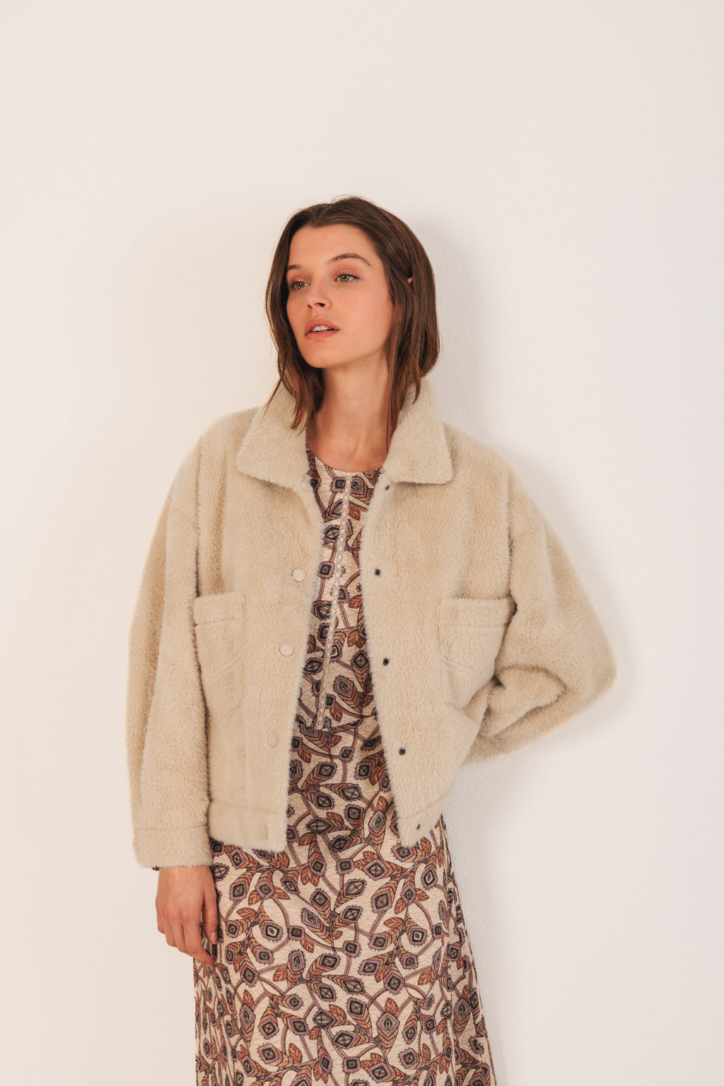 Indi & Cold Fur Jacket (ST650) - Crema