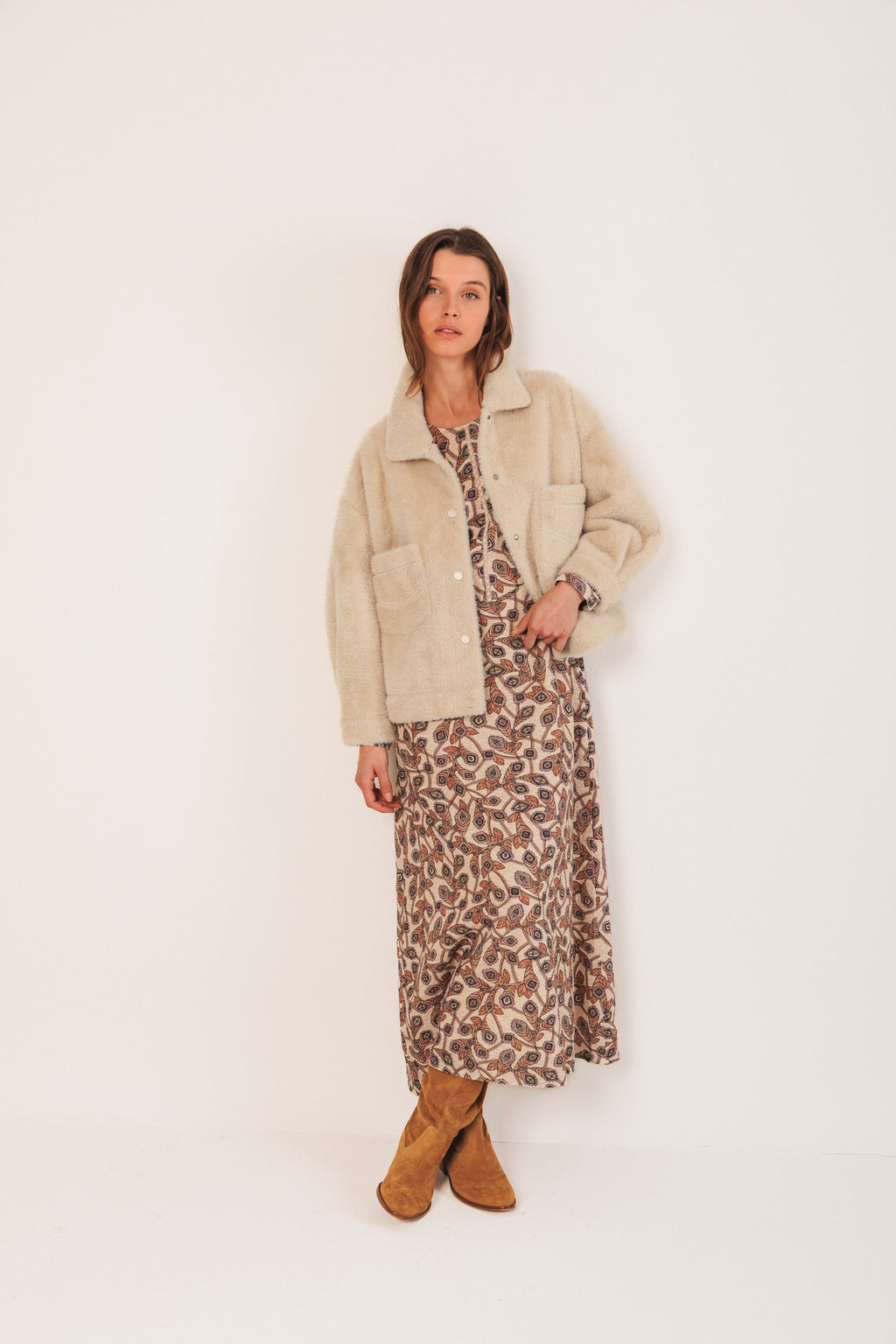 Indi & Cold Fur Jacket (ST650) - Crema