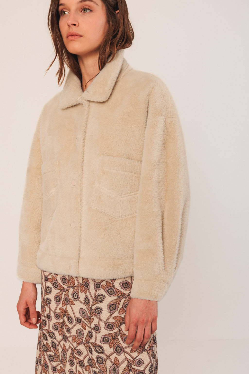 Indi & Cold Fur Jacket (ST650) - Crema