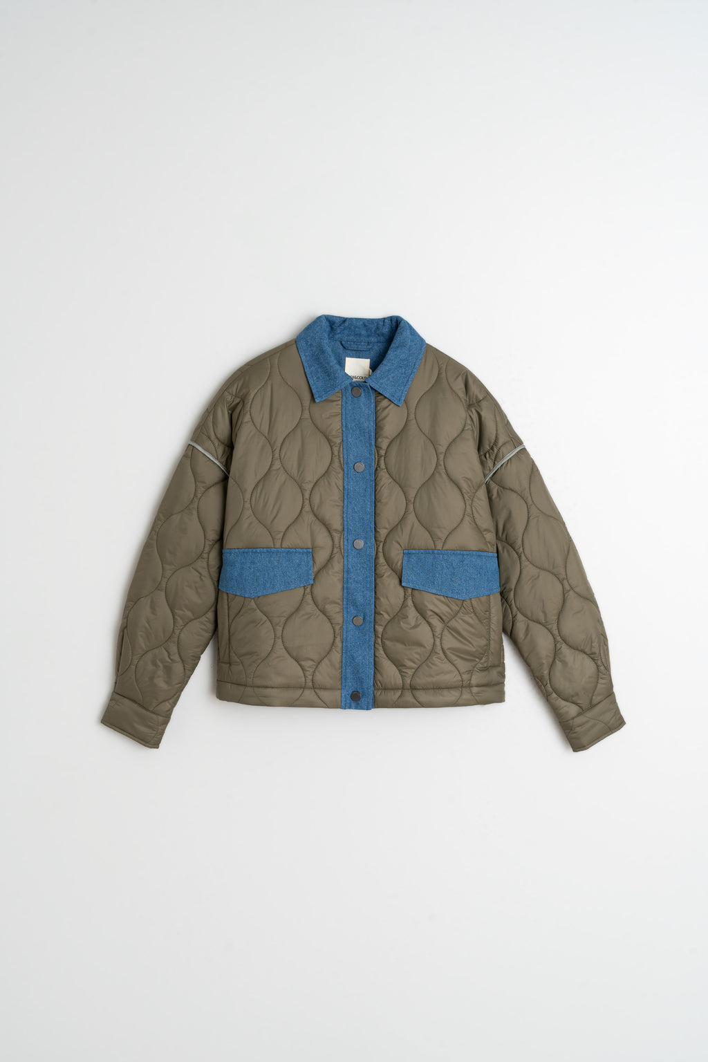 Indi & Cold Retro Quilted Biker Jacket (ST685) - Khaki