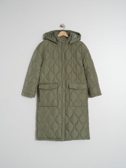 Indi & Cold Quilted Puffer Coat (ST711) - Khaki