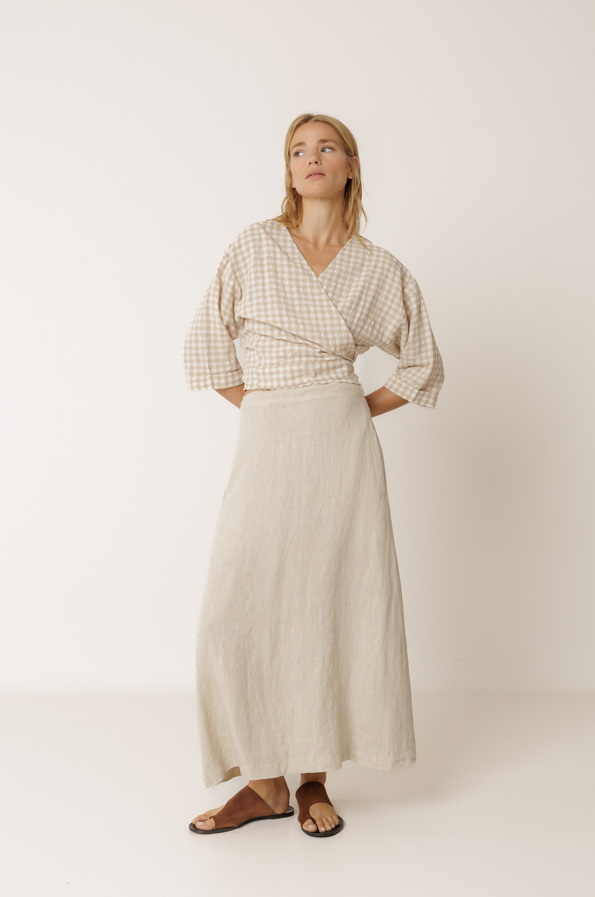 Indi & Cold S26 CC251 Long Linen Skirt