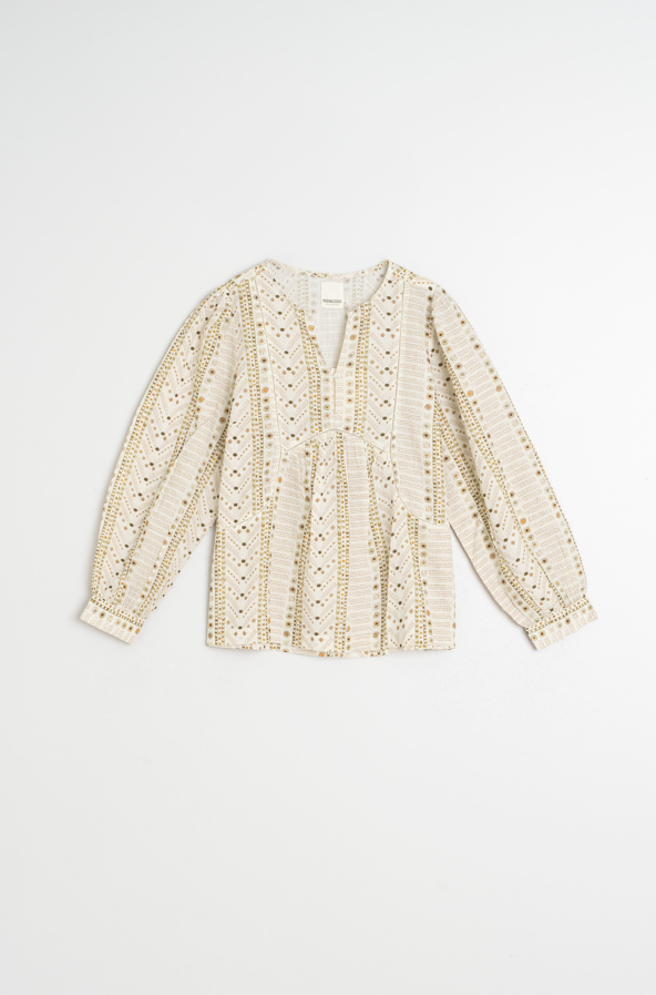 Indi & Cold S26 KI131 Hemstitch Blouse