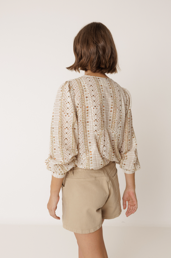 Indi & Cold S26 KI131 Hemstitch Blouse