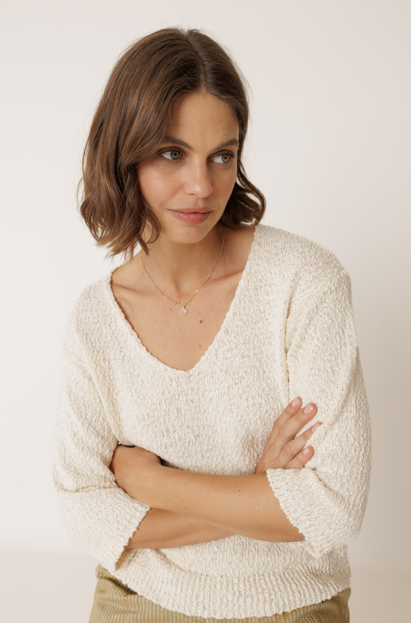 Indi & Cold S26 EA518 Organic Cotton Bouclé Sweater
