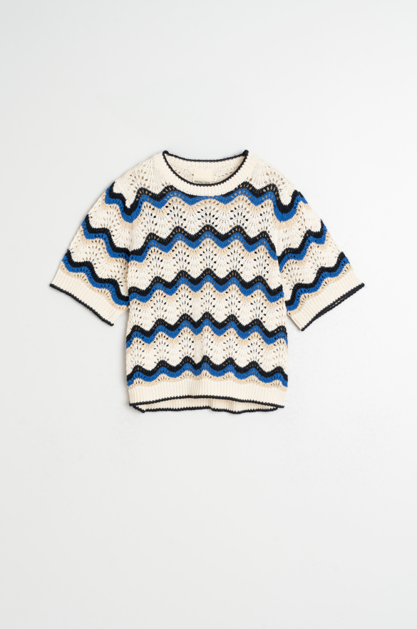 Indi & Cold S26 EA517 Zig-Zag Crochet Sweater