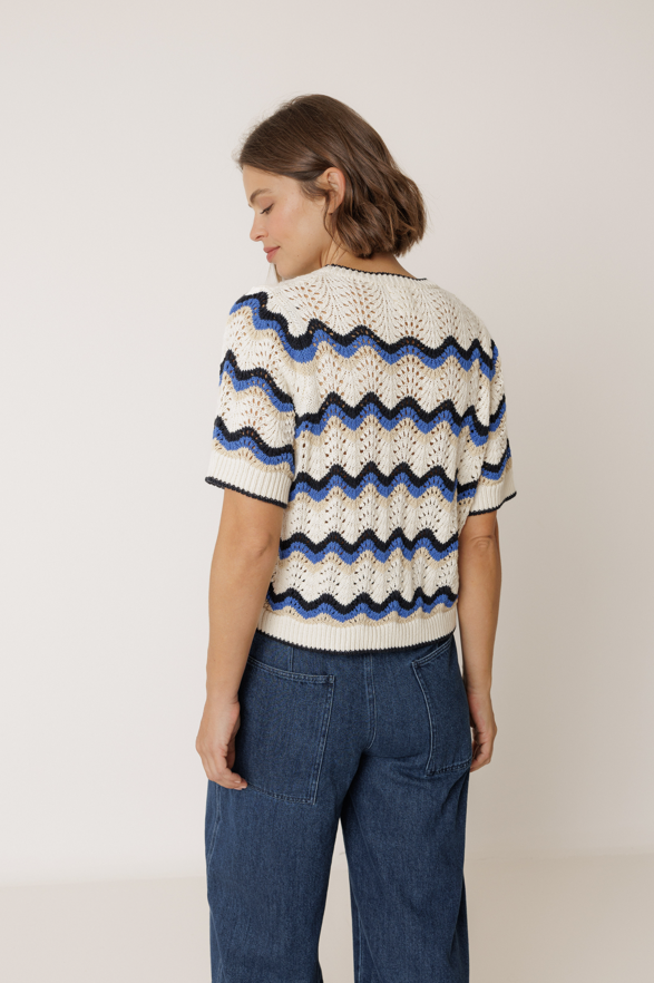 Indi & Cold S26 EA517 Zig-Zag Crochet Sweater