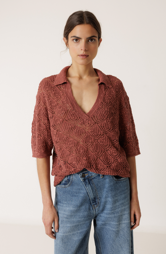 Indi & Cold S26 RD500 Open Knit Polo