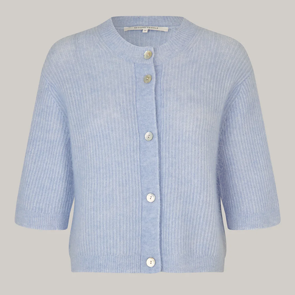Second Female Andrea Short Sleeve Cardigan - Brunnera Blue