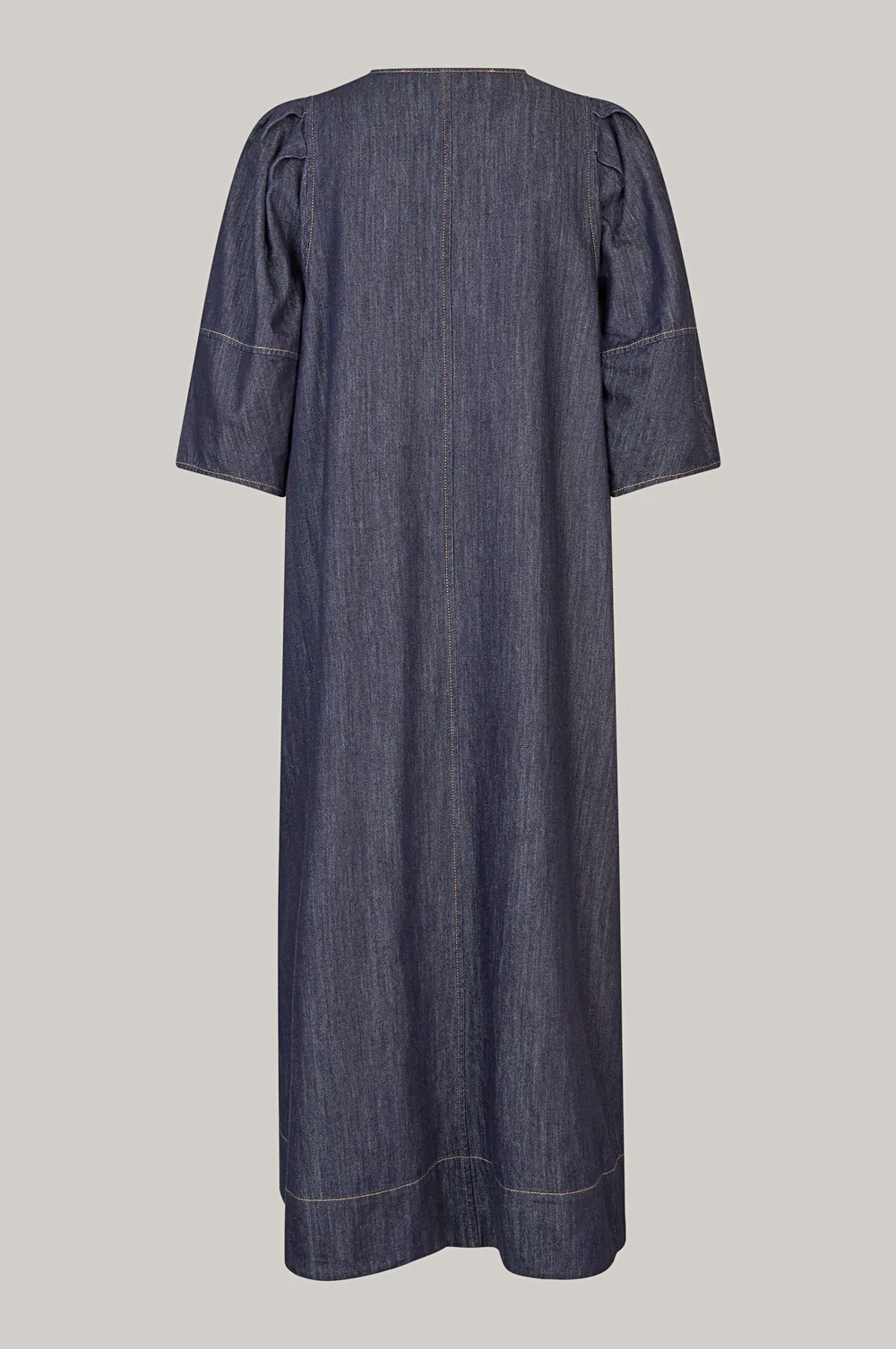 Second Female Dera V Neck Denim Dress - Dark Blue Denim