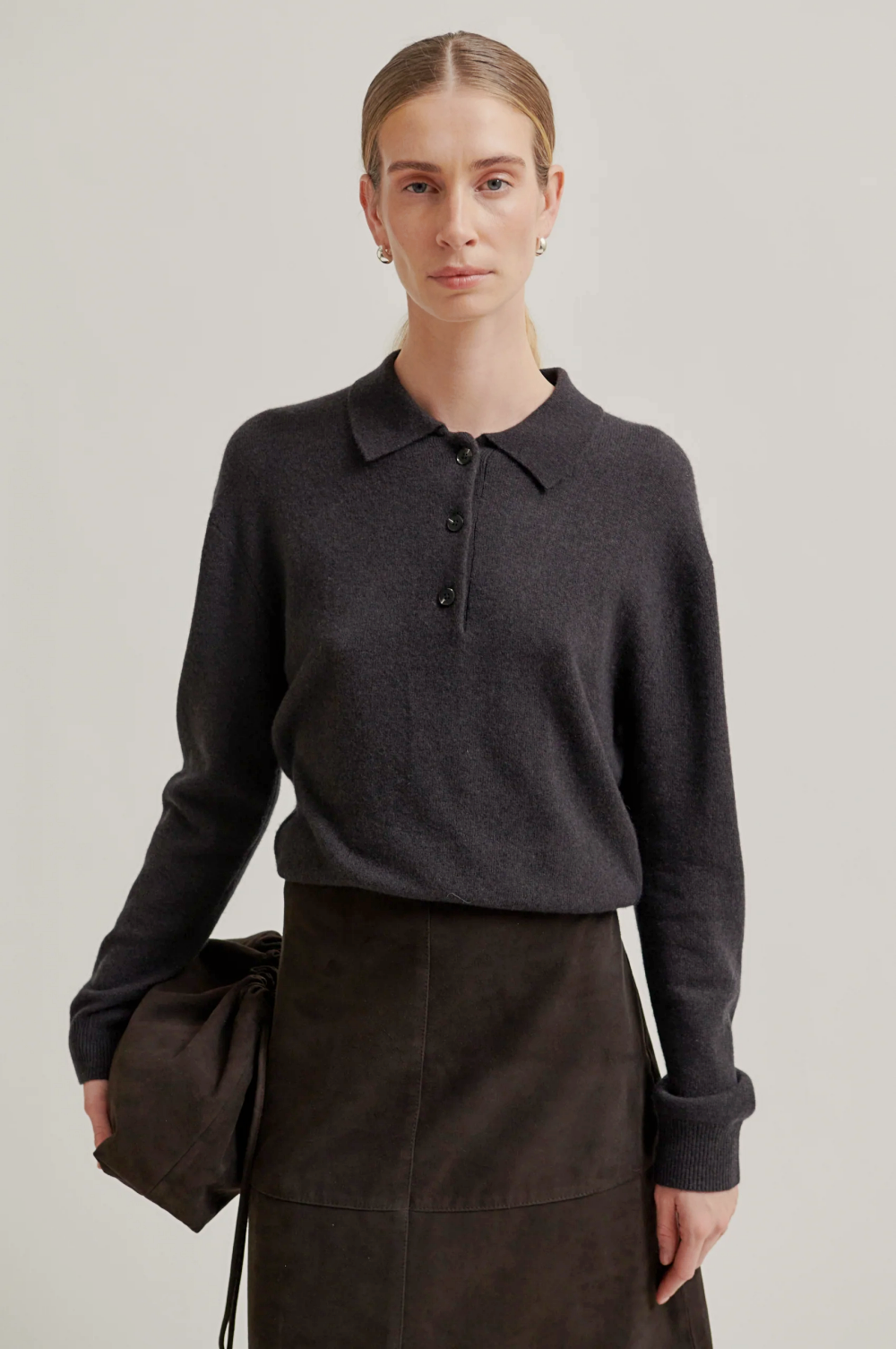 Second Female Vilena Polo Knit - Chocolate Brown