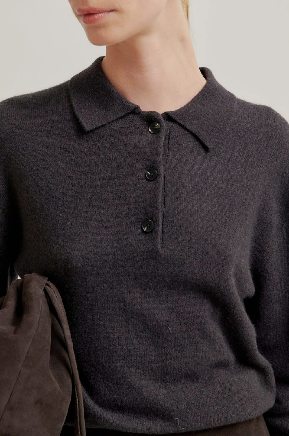 Second Female Vilena Polo Knit - Chocolate Brown