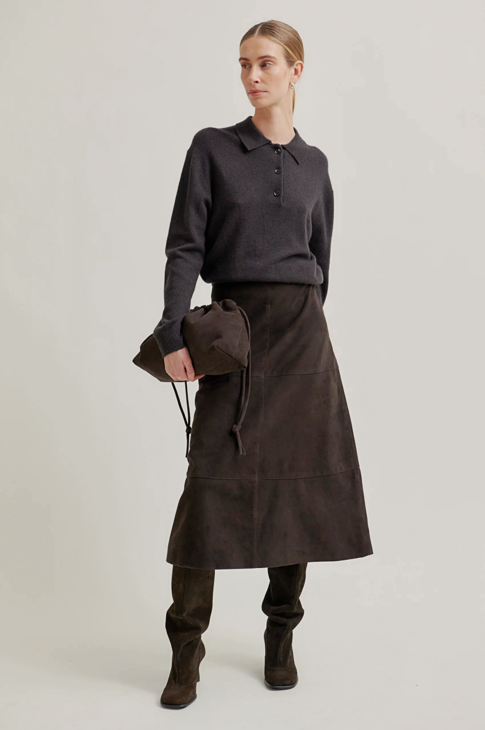Second Female Vilena Polo Knit - Chocolate Brown