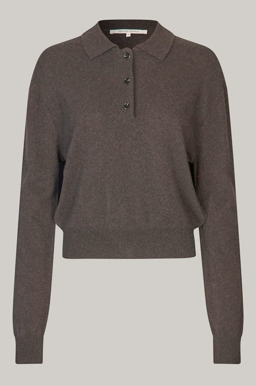 Second Female Vilena Polo Knit - Chocolate Brown