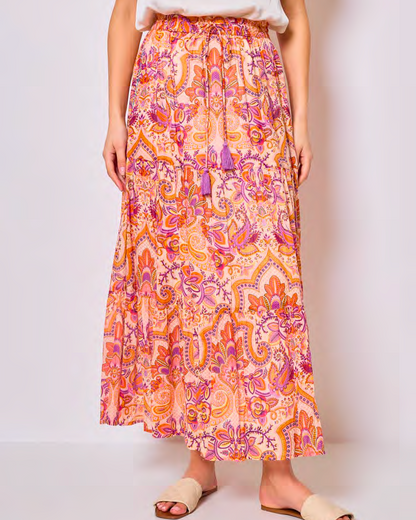 Sunny Studio Paris Tiered Skirt - Holly Orange