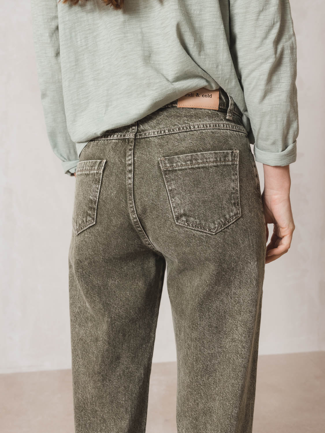 Indi & Cold Washed Effect Jeans (VF211) - Khaki