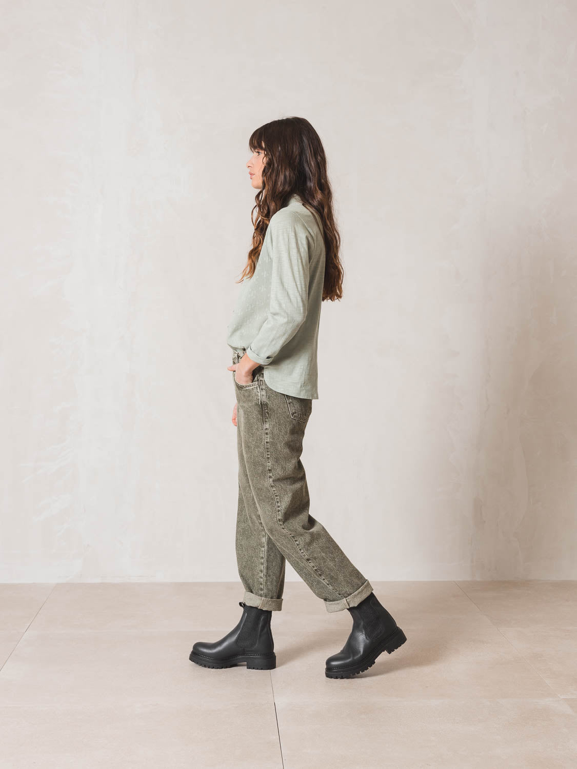 Indi & Cold Washed Effect Jeans (VF211) - Khaki
