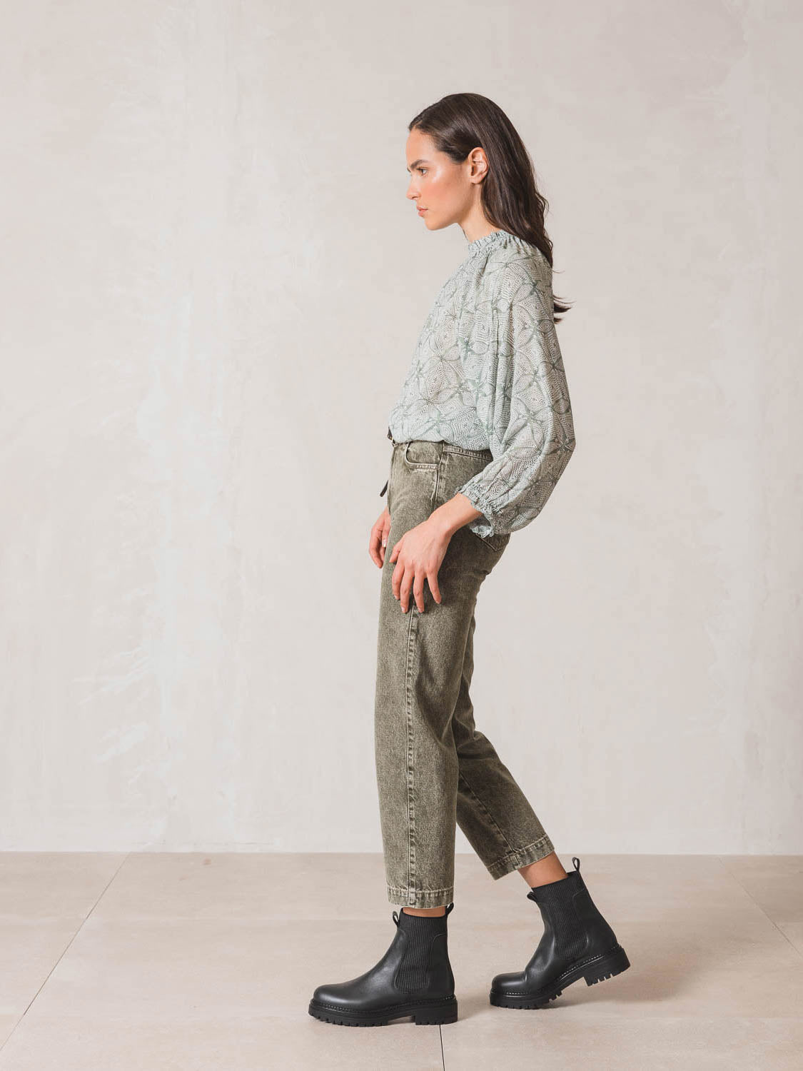 Indi & Cold Washed Effect Jeans (VF211) - Khaki