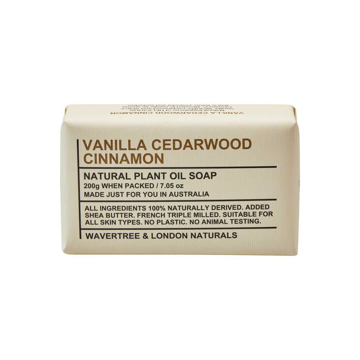 Wavertree & London Soap Bar - Vanilla, Cedarwood, and Cinnamon