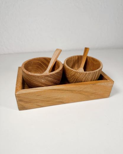 Mimpi Salt and Pepper Teak Duo Set on Tray