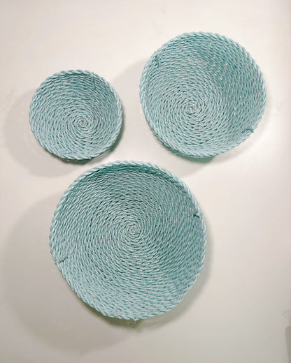 Mimpi Handwoven Bread Baskets (Set of 3) - Aqua