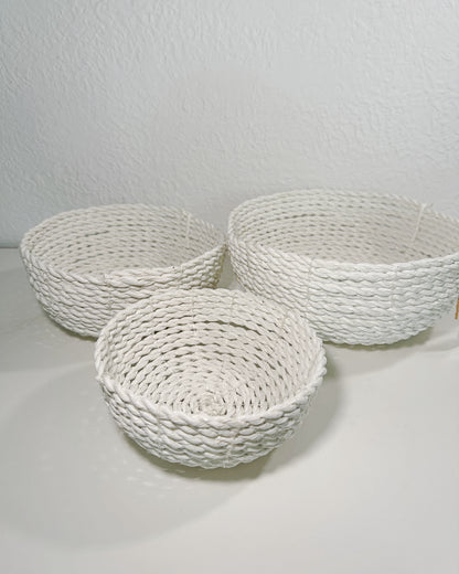 Mimpi Handwoven Bread Baskets (Set of 3) - White