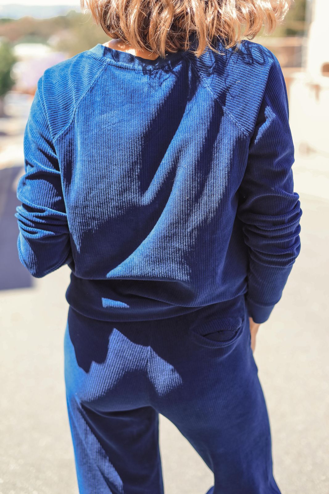 Maya Melbourne Como V Corduroy Sweater - Prussian Blue